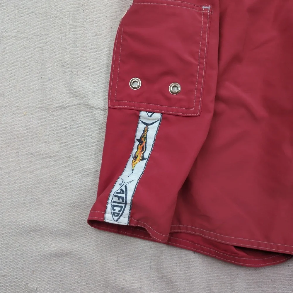 AFTCO Shorts Mens 34 Red Fishing Performance Outdoor Stretch Cargo